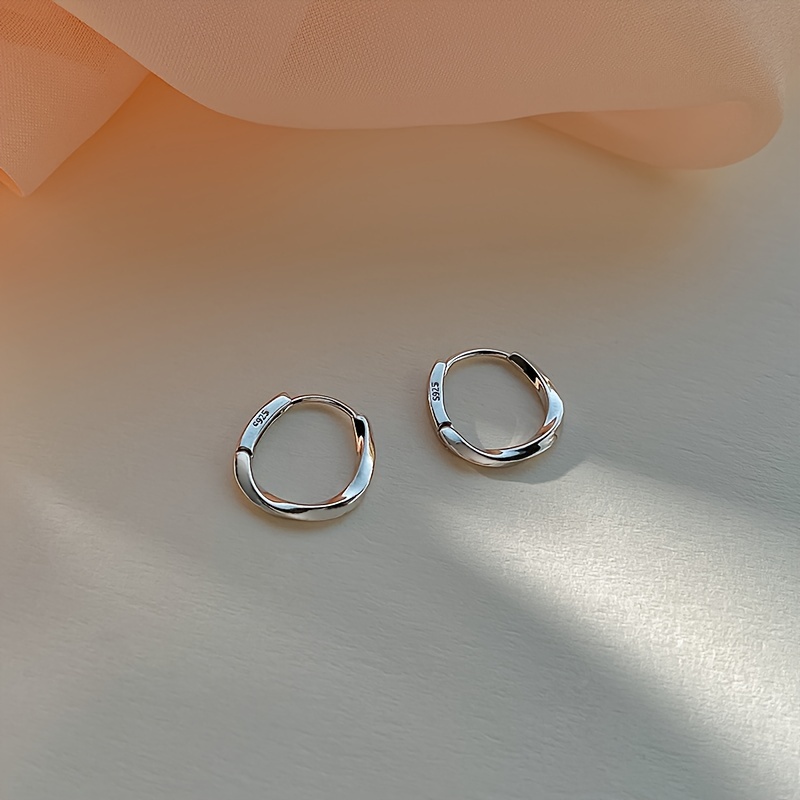 Sterling Silver Square Hoop Earrings & Rose Golden Earrings